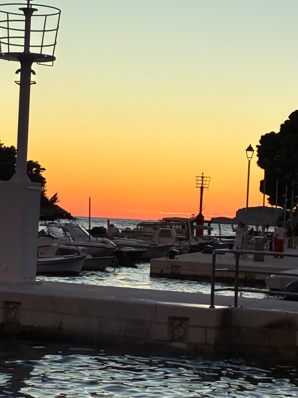 Cavtat old town port at sunset